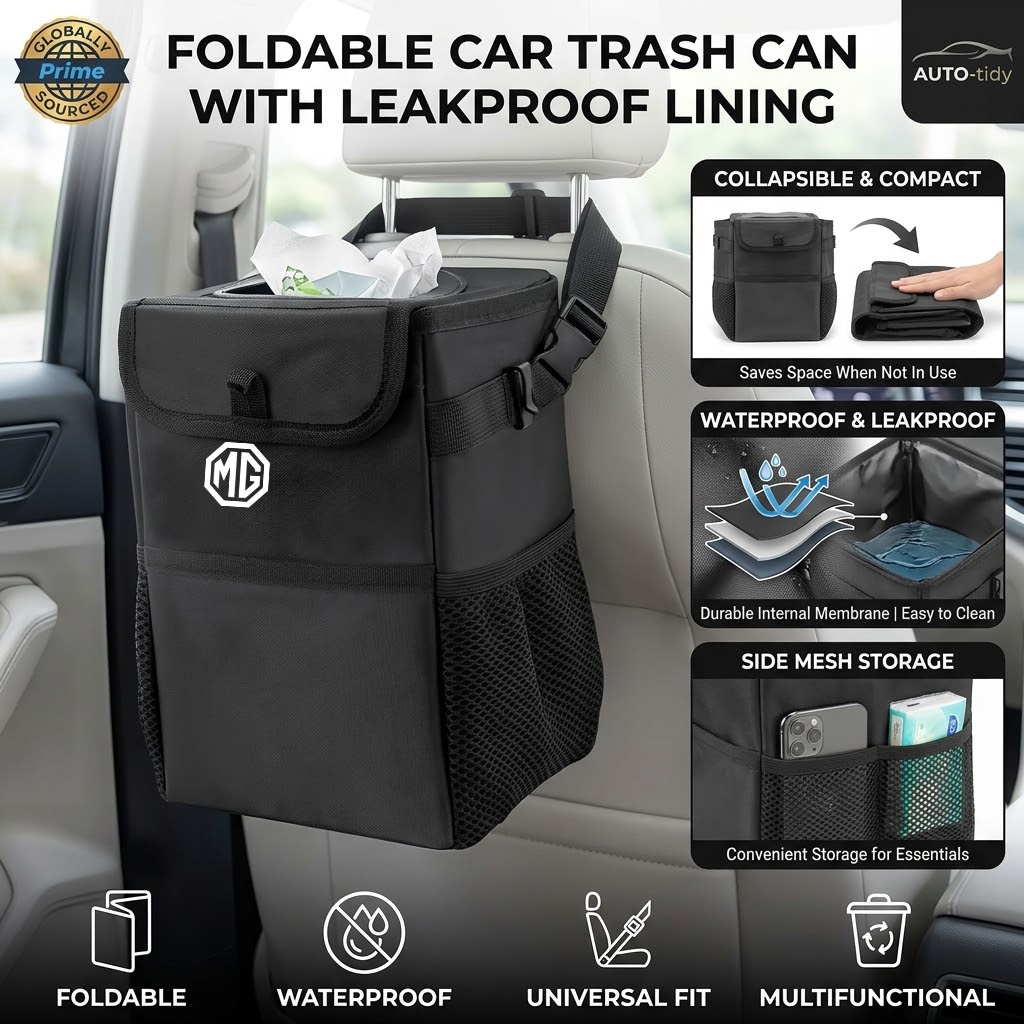 Waterproof Car Trash Can With Lid - سلة مهملات قابلة للطي ومحمولة ومقاومة