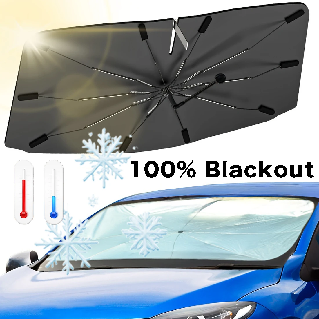 Car Sunshade Windshield Umbrella Foldable - مظلة سيارة متعددة الأغراض قابلة للطي