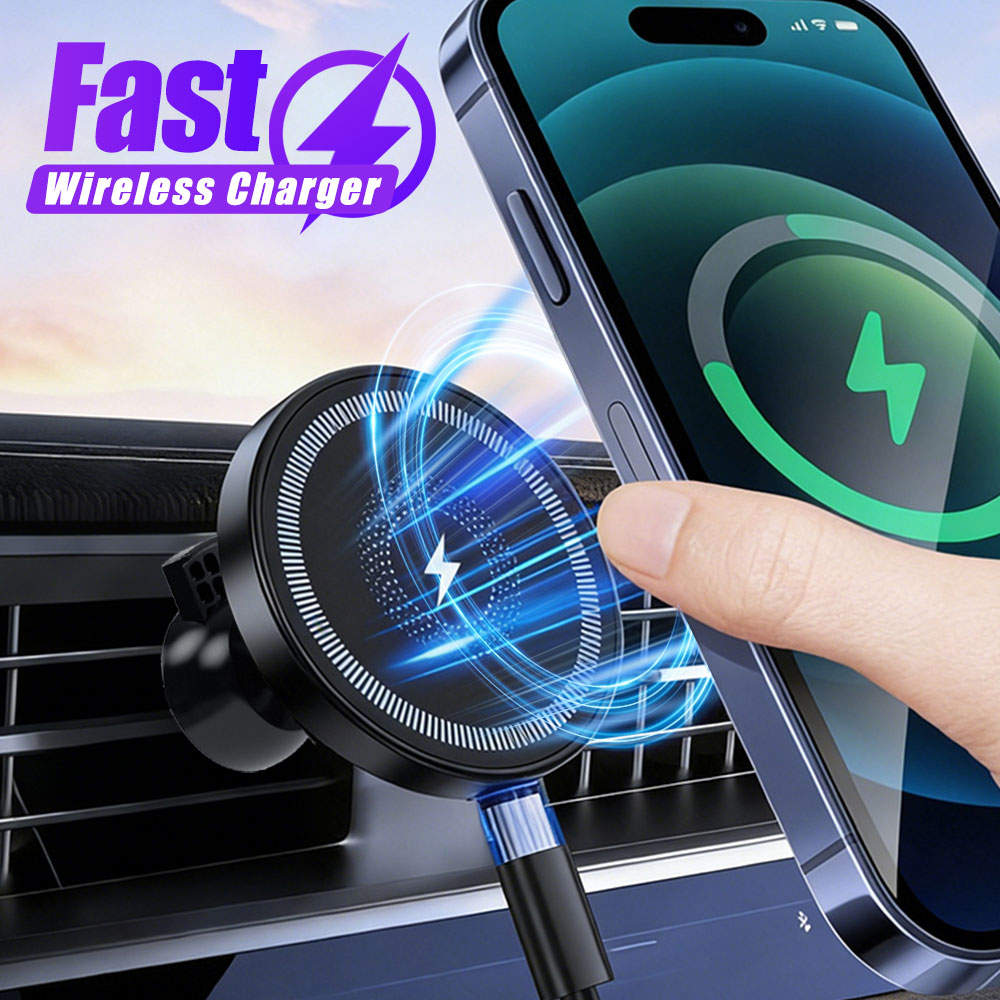 شاحن سيارة لاسلكي مغناطيسي وحا - مراجعة Magnetic Phone Holder For Car Vent وسعره