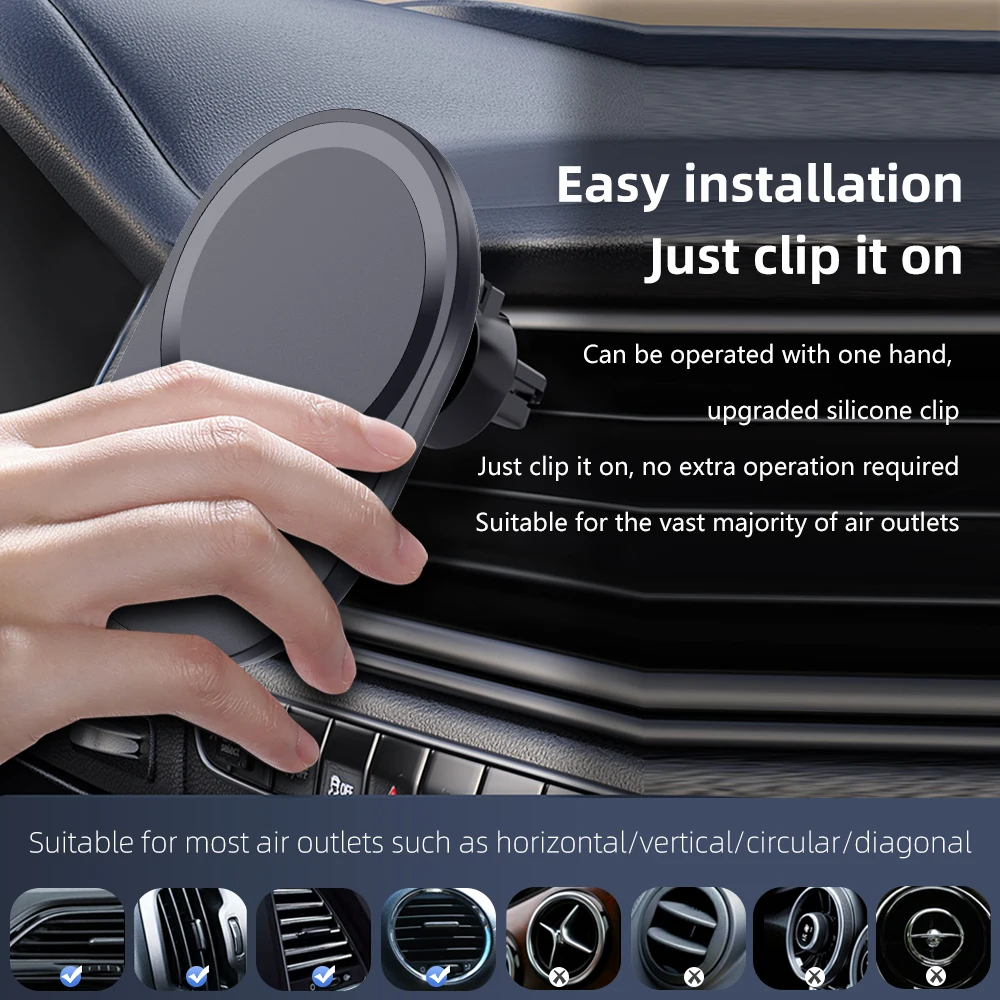 شاحن سيارة لاسلكي مغناطيسي صغي - مراجعة Magnetic Phone Holder For Car Vent وسعره