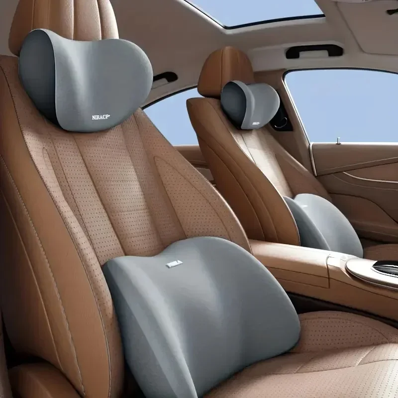 وسادة رقبة للسيارة من الفوم ال - مراجعة Memory Foam Car Neck Pillow Lumbar Support وسعره
