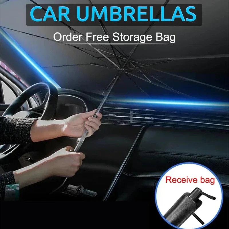 مظلة قابلة للطي لحماية زجاج ال - مراجعة Car Sunshade Windshield Umbrella Foldable وسعره