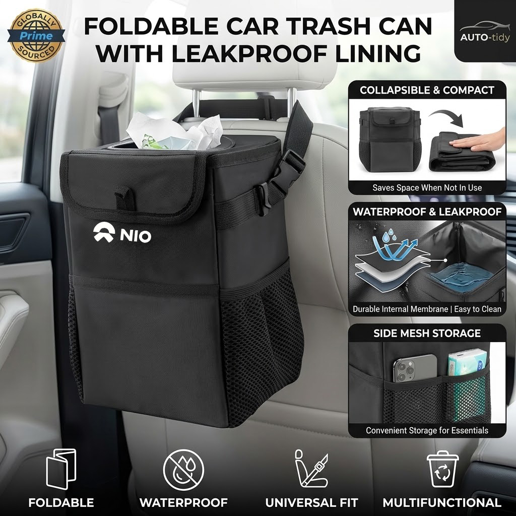 صندوق قمامة للسيارة قابل للطي، - مراجعة Waterproof Car Trash Can With Lid وسعره