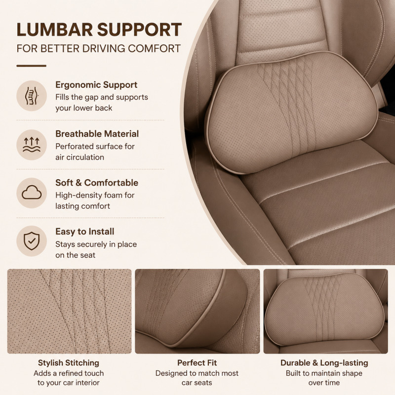 وسادة رأس للسيارة من الفوم الم - مراجعة Memory Foam Car Neck Pillow Lumbar Support وسعره