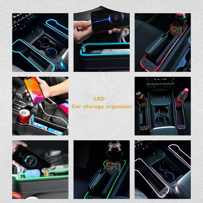 LED مقعد السيارة شق صندوق تخزي - مراجعة Seat Gap Filler Organizer With Usb Charger وسعره