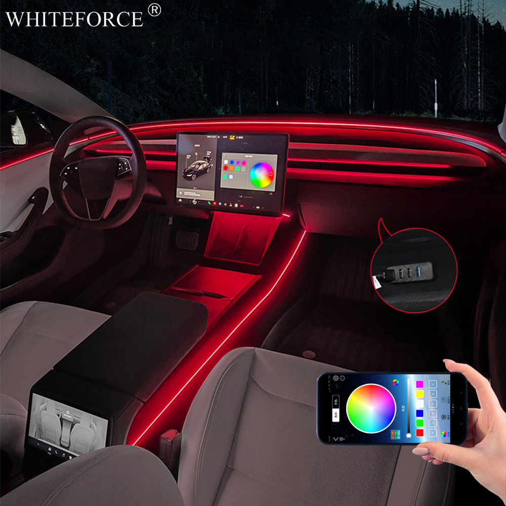 ل تسلا نموذج Y العرعر LED الدا - مراجعة Led Ambient Interior Car Lights App Control وسعره