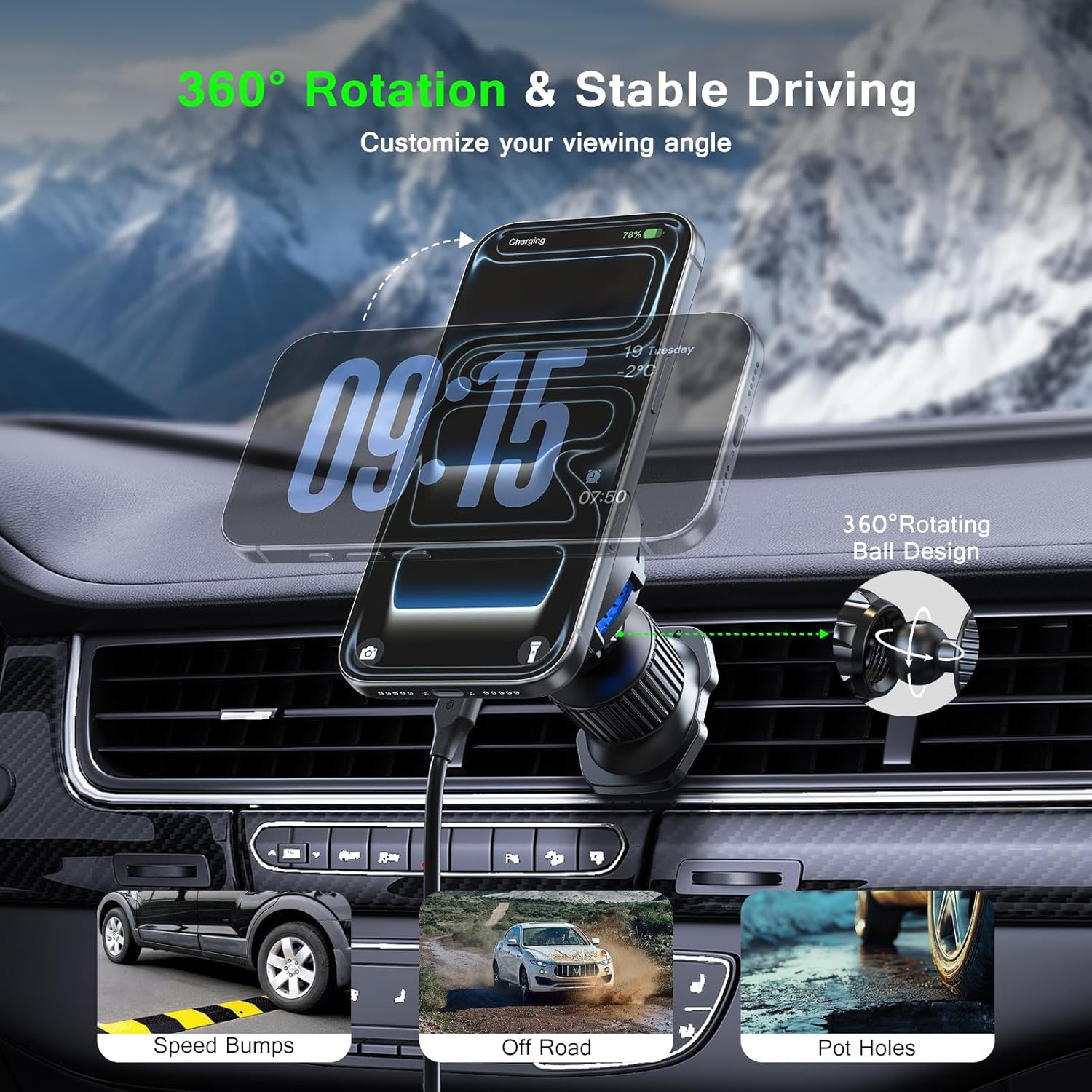 حامل شحن لاسلكي مغناطيسي للسيا - مراجعة Magnetic Phone Holder For Car Vent وسعره