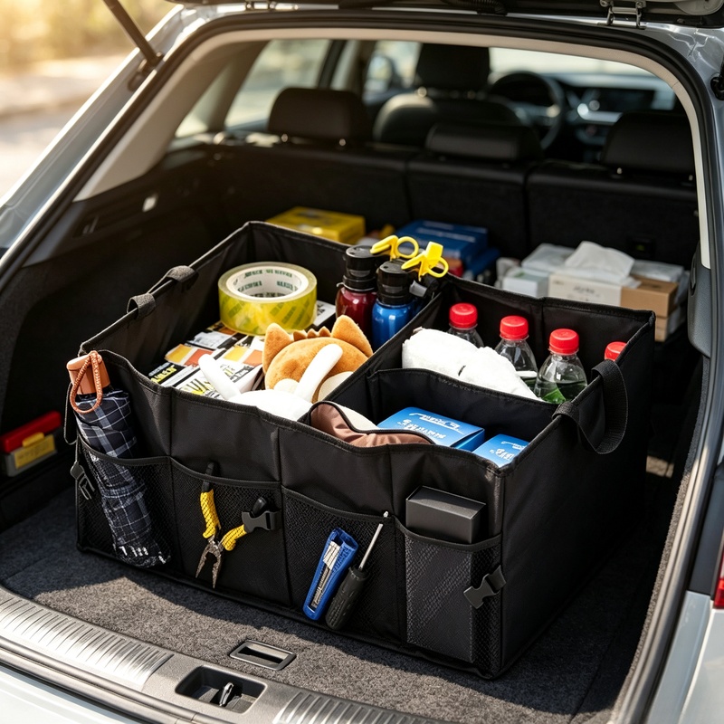 صندوق تخزين قابل للطي ذو سعة ك - مراجعة Car Trunk Organizer Foldable Storage Box وسعره