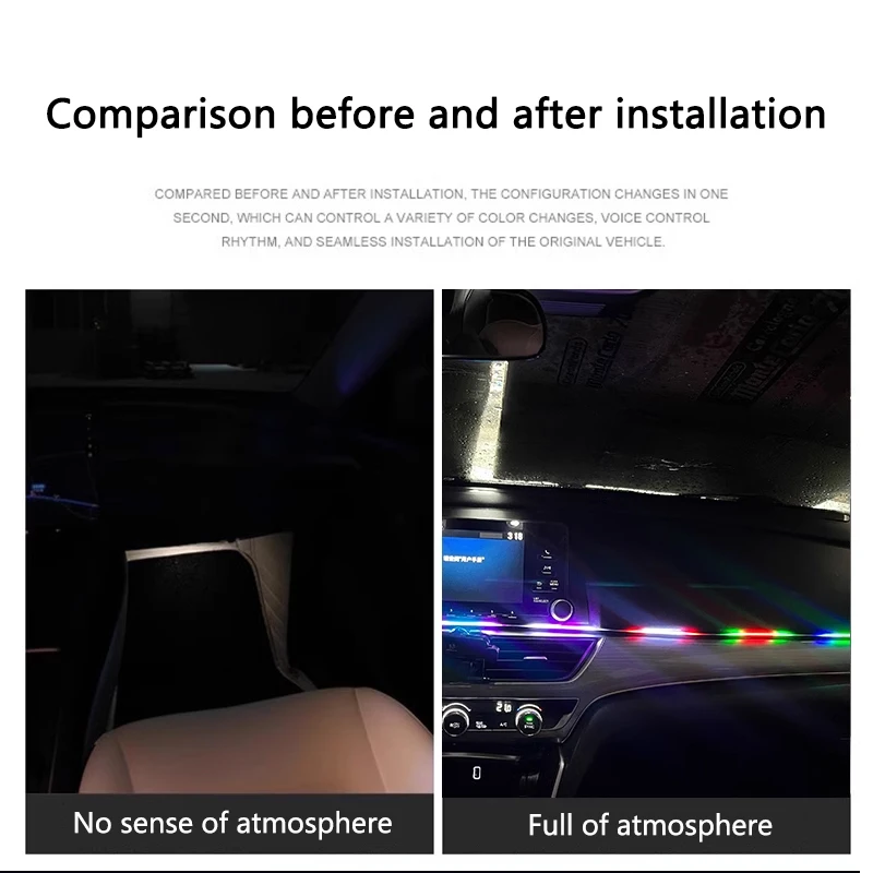 الملونة LED سيارة الداخلية الم - مراجعة Led Ambient Interior Car Lights App Control وسعره